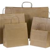 Flat paper bag handled brown kraft paper bag for apparel shopping packaging